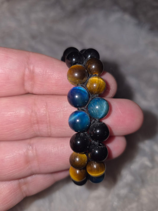 Blue mixed with Original (Brown) Tiger Eye Bracelet
