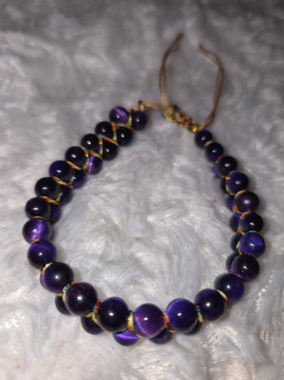 Full Purple Tiger Eye Double Band Bracelet