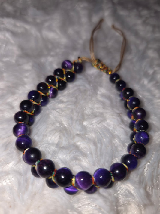 Full Purple Tiger Eye Double Band Bracelet