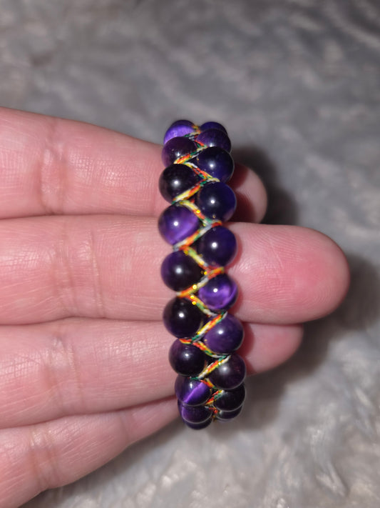 Full Purple Tiger Eye Double Band Bracelet