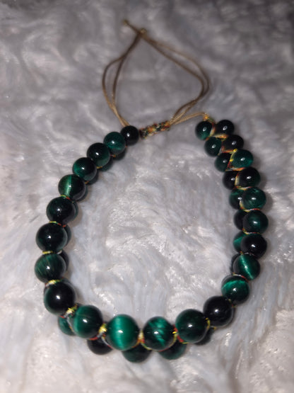 Full Green Tiger Eye Double Band Bracelet