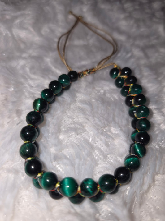 Full Green Tiger Eye Double Band Bracelet