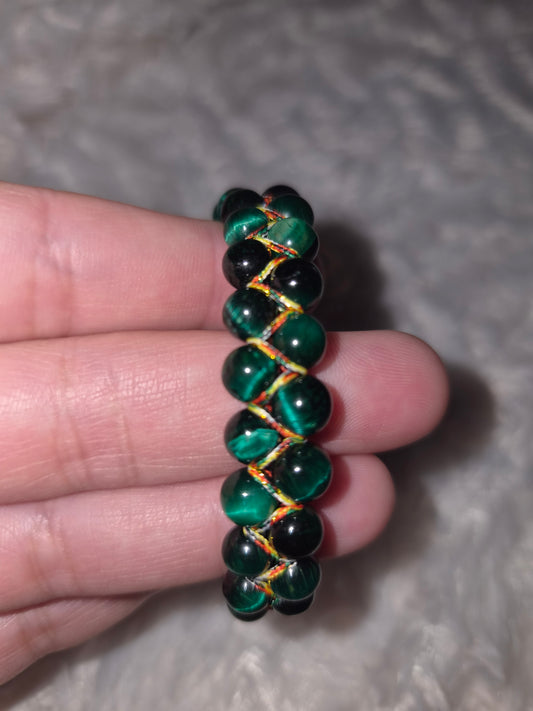 Full Green Tiger Eye Double Band Bracelet