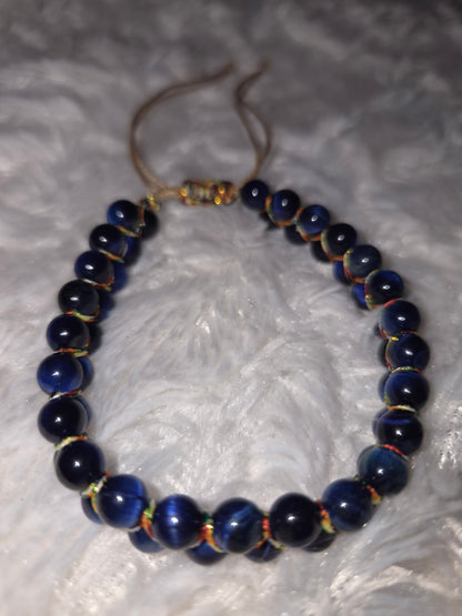 Full Blue Tiger Eye Double Band Bracelet