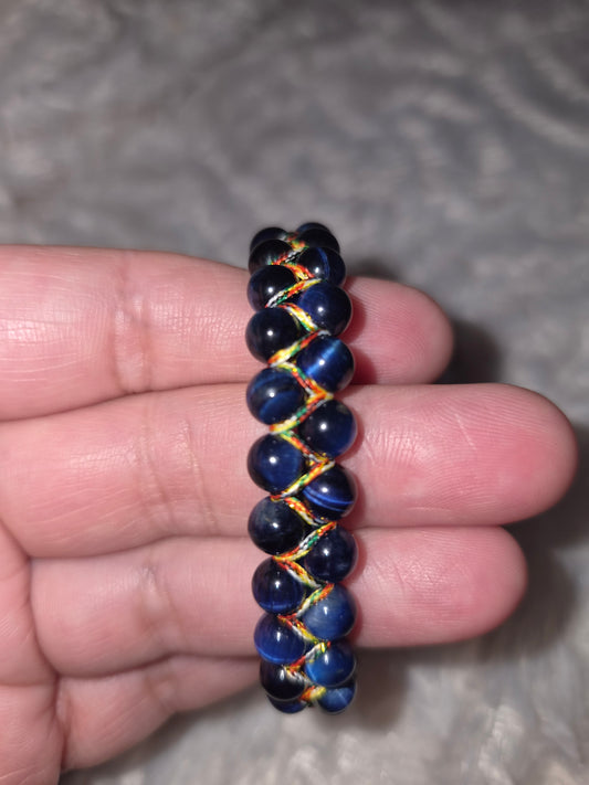 Full Blue Tiger Eye Double Band Bracelet
