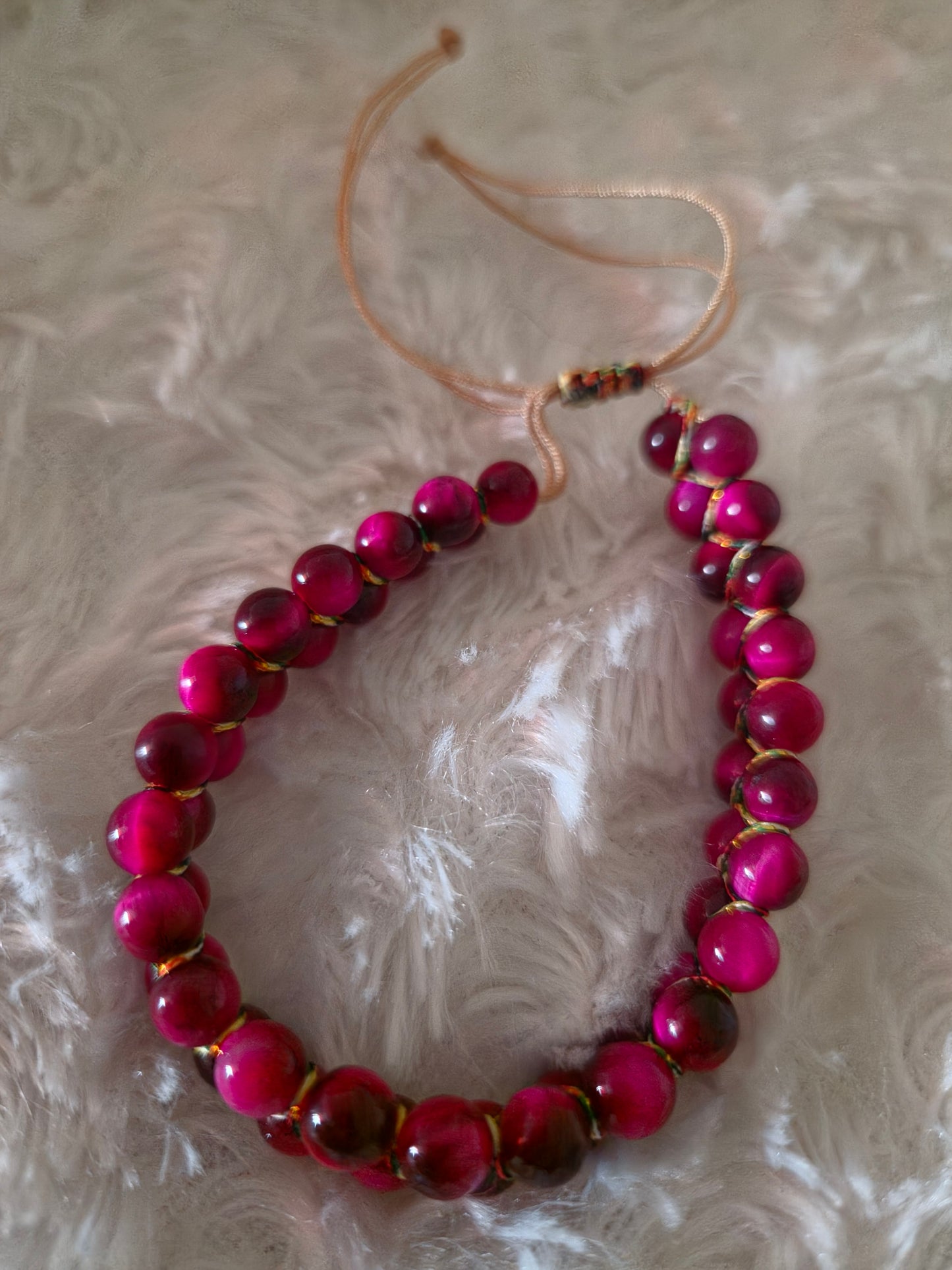 Full Pink Tiger Eye Double Band Bracelet