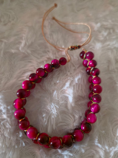 Full Pink Tiger Eye Double Band Bracelet