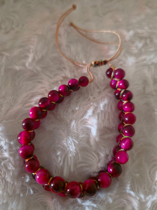 Full Pink Tiger Eye Double Band Bracelet