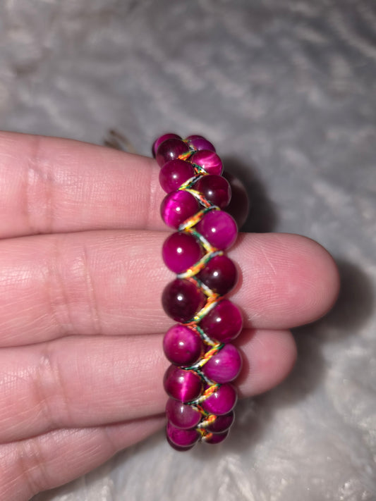 Full Pink Tiger Eye Double Band Bracelet