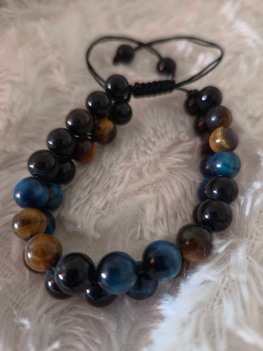 Blue mixed with Original (Brown) Tiger Eye Bracelet